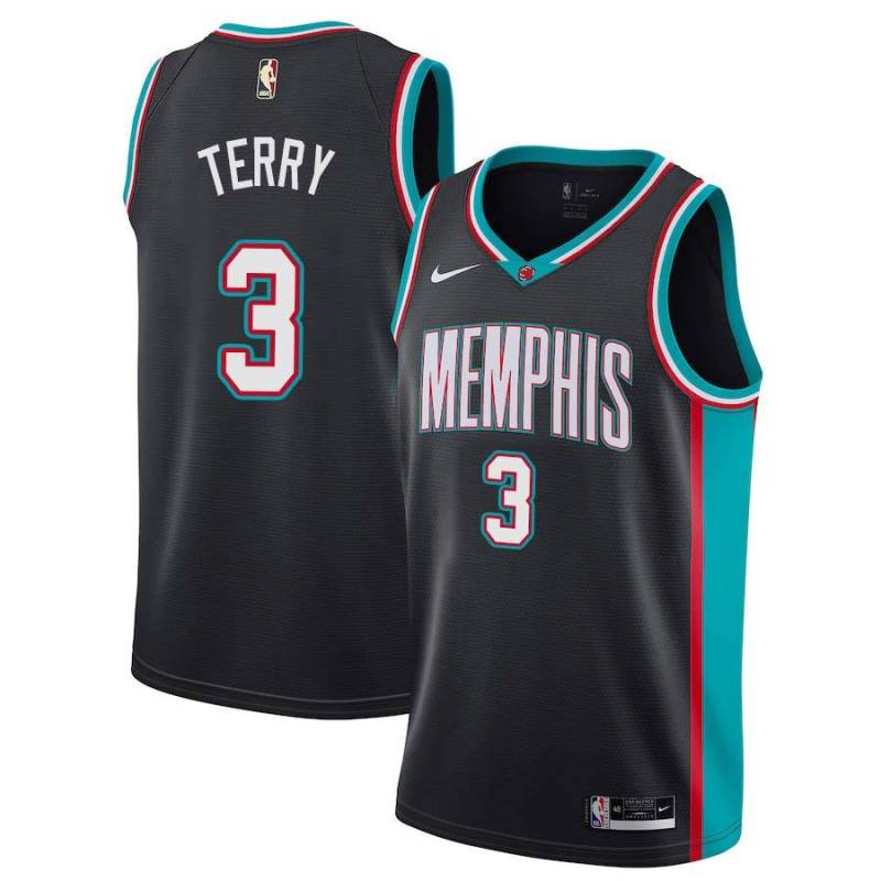 Black_Throwback Grizzlies #3 Tyrell Terry Jersey