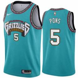 Green_Throwback Grizzlies #5 Yves Pons Jersey