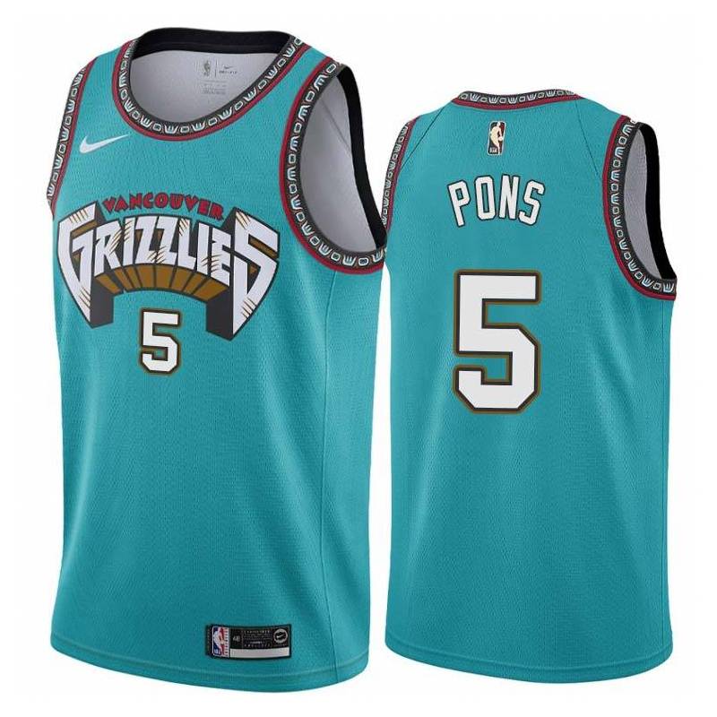 Green_Throwback Grizzlies #5 Yves Pons Jersey