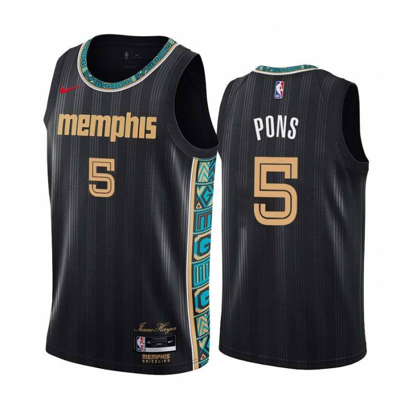 Black_City Grizzlies #5 Yves Pons Jersey
