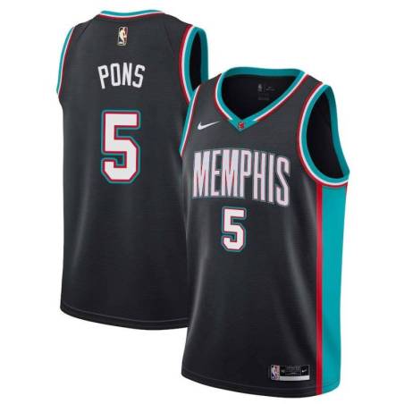 Black_Throwback Grizzlies #5 Yves Pons Jersey