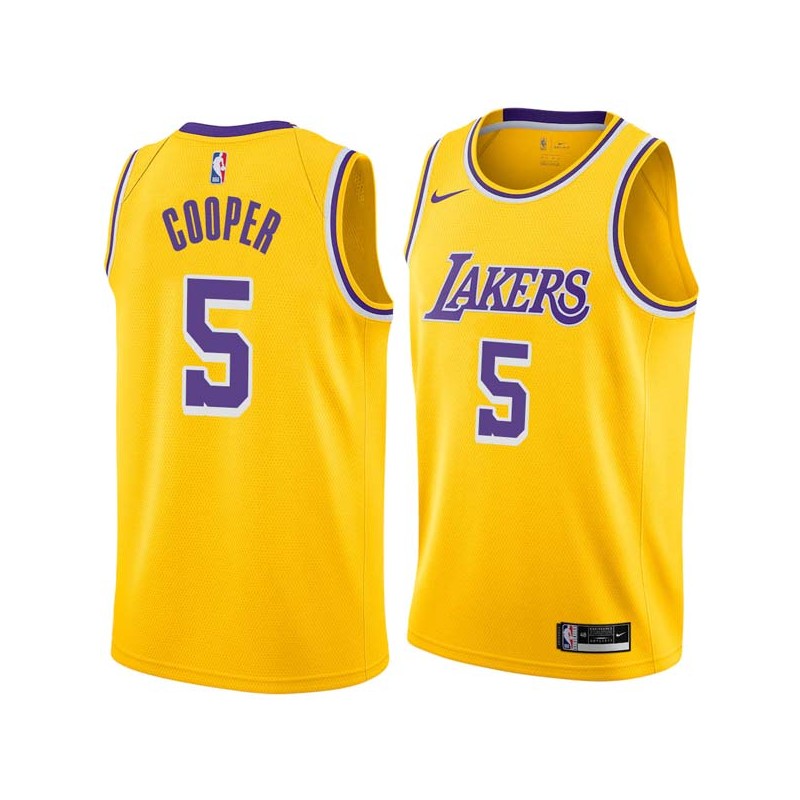 Gold Duane Cooper Twill Basketball Jersey -Lakers #5 Cooper Twill Jerseys, FREE SHIPPING