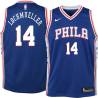 Blue Bob Lochmueller Twill Basketball Jersey -76ers #14 Lochmueller Twill Jerseys, FREE SHIPPING