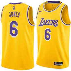 Gold Eddie Jones Twill Basketball Jersey -Lakers #6 Jones Twill Jerseys, FREE SHIPPING