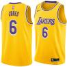 Gold Eddie Jones Twill Basketball Jersey -Lakers #6 Jones Twill Jerseys, FREE SHIPPING