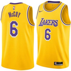 Gold Jelani McCoy Twill Basketball Jersey -Lakers #6 McCoy Twill Jerseys, FREE SHIPPING