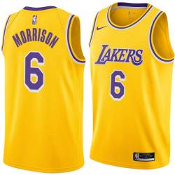 Gold Adam Morrison Twill Basketball Jersey -Lakers #6 Morrison Twill Jerseys, FREE SHIPPING