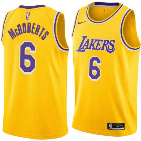 Gold Josh McRoberts Twill Basketball Jersey -Lakers #6 McRoberts Twill Jerseys, FREE SHIPPING