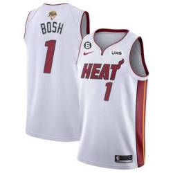 White Heat #1 Chris Bosh 2023 Finals Jersey with 6 Patch and UKG Sponsor Patch