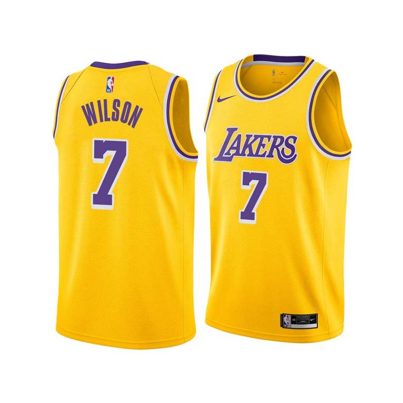 Gold Trevor Wilson Twill Basketball Jersey -Lakers #7 Wilson Twill Jerseys, FREE SHIPPING