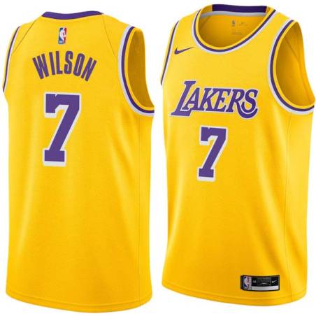 Gold Trevor Wilson Twill Basketball Jersey -Lakers #7 Wilson Twill Jerseys, FREE SHIPPING