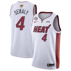 White Heat #4 Rony Seikaly 2023 Finals Jersey with 6 Patch and UKG Sponsor Patch