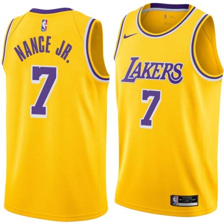 Gold Larry Nance Jr. Twill Basketball Jersey -Lakers #7 Nance Jr Twill Jerseys, FREE SHIPPING