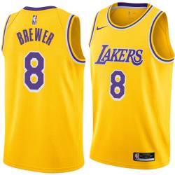 Gold Jim Brewer Twill Basketball Jersey -Lakers #8 Brewer Twill Jerseys, FREE SHIPPING