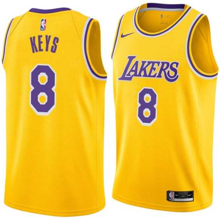 Gold Randolph Keys Twill Basketball Jersey -Lakers #8 Keys Twill Jerseys, FREE SHIPPING