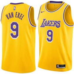 Gold Nick Van Exel Twill Basketball Jersey -Lakers #9 Van Exel Twill Jerseys, FREE SHIPPING