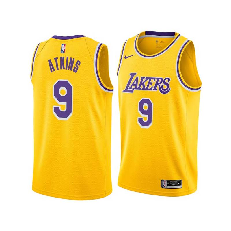 Gold Chucky Atkins Twill Basketball Jersey -Lakers #9 Atkins Twill Jerseys, FREE SHIPPING