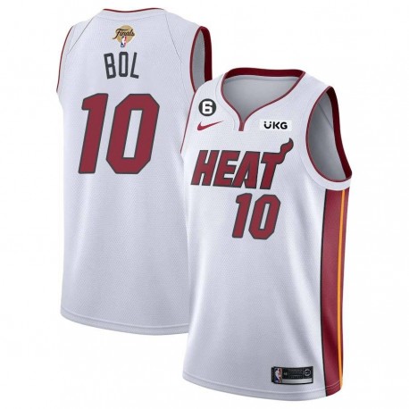 White Heat #10 Manute Bol 2023 Finals Jersey with 6 Patch and UKG Sponsor Patch