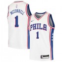 White T.J. McConnell Twill Basketball Jersey -76ers #1 McConnell Twill Jerseys, FREE SHIPPING