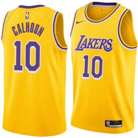 Gold Corky Calhoun Twill Basketball Jersey -Lakers #10 Calhoun Twill Jerseys, FREE SHIPPING