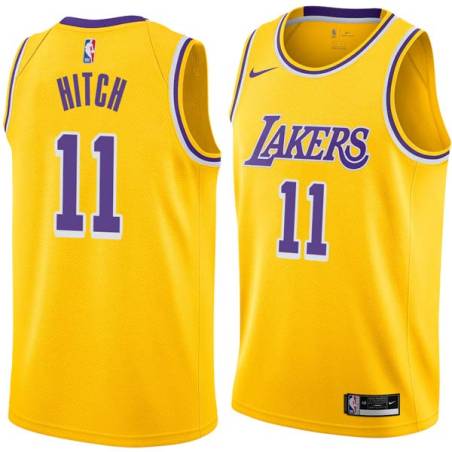 Gold Lew Hitch Twill Basketball Jersey -Lakers #11 Hitch Twill Jerseys, FREE SHIPPING