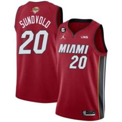 Red Heat #20 Jon Sundvold 2023 Finals Jersey with 6 Patch and UKG Sponsor Patch