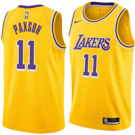 Gold Jim Paxson Twill Basketball Jersey -Lakers #11 Paxson Twill Jerseys, FREE SHIPPING