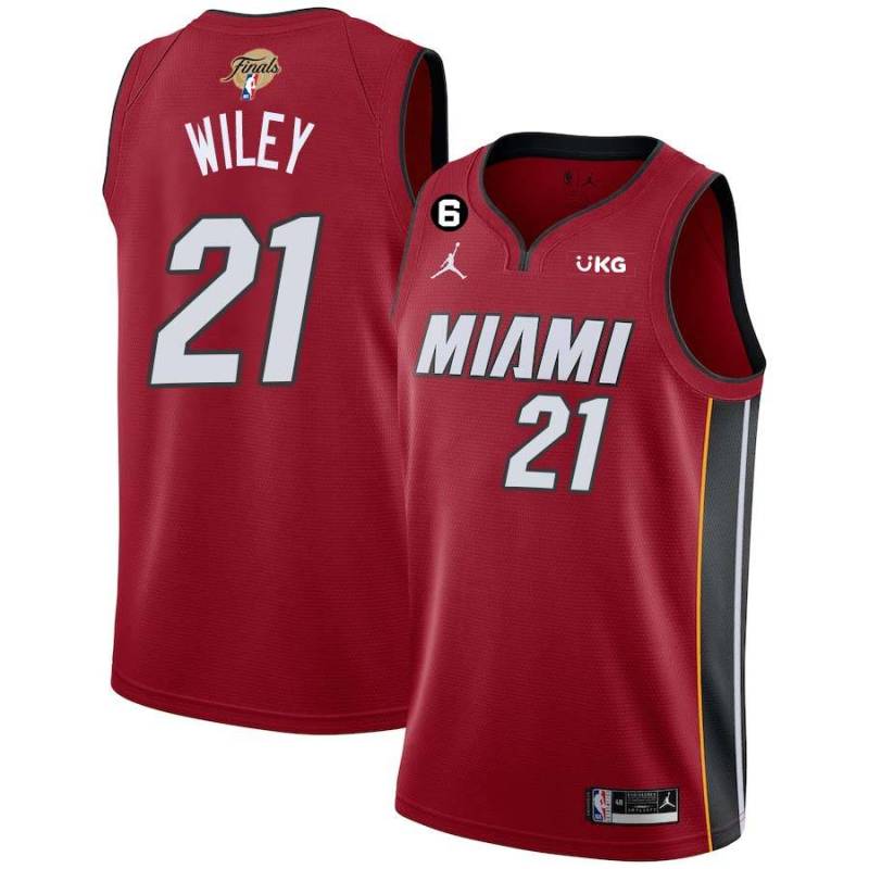 Red Heat #21 Morlon Wiley 2023 Finals Jersey with 6 Patch and UKG Sponsor Patch