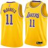 Gold Jim McDaniels Twill Basketball Jersey -Lakers #11 McDaniels Twill Jerseys, FREE SHIPPING