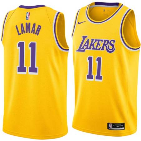 Gold Bo Lamar Twill Basketball Jersey -Lakers #11 Lamar Twill Jerseys, FREE SHIPPING