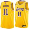 Gold Bob McAdoo Twill Basketball Jersey -Lakers #11 McAdoo Twill Jerseys, FREE SHIPPING