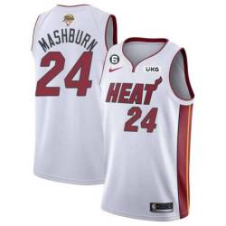 White Heat #24 Jamal Mashburn 2023 Finals Jersey with 6 Patch and UKG Sponsor Patch