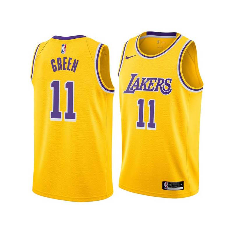 Gold Devin Green Twill Basketball Jersey -Lakers #11 Green Twill Jerseys, FREE SHIPPING