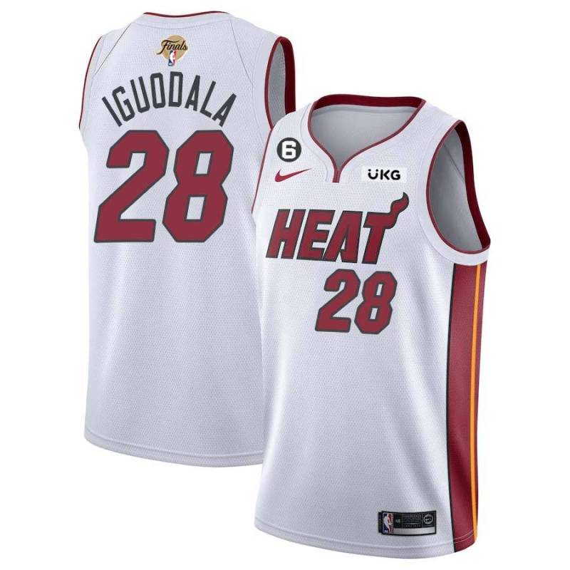 White Heat #28 Andre Iguodala 2023 Finals Jersey with 6 Patch and UKG Sponsor Patch