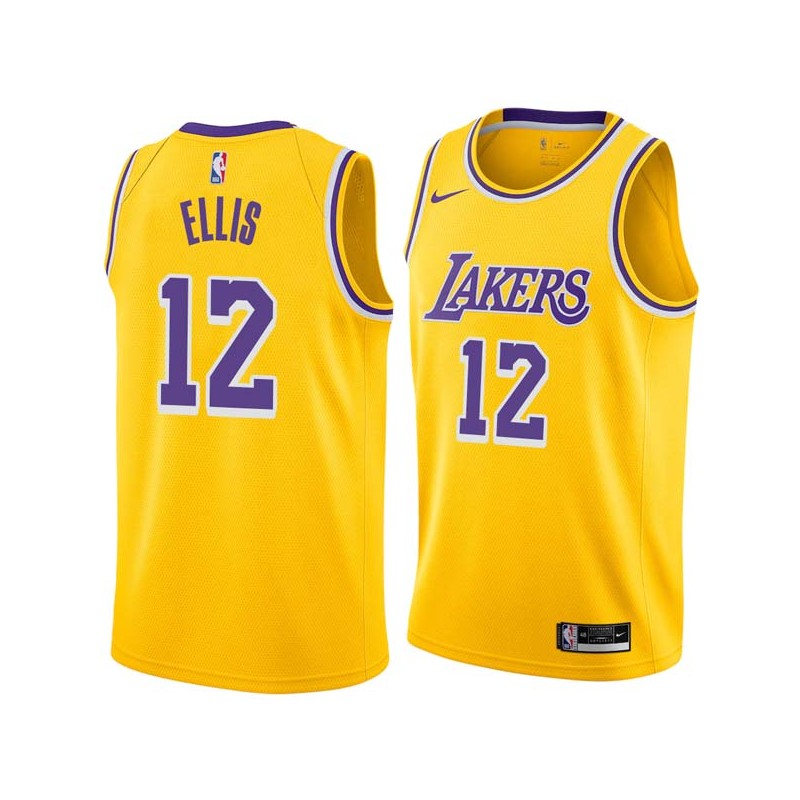 Gold Boo Ellis Twill Basketball Jersey -Lakers #12 Ellis Twill Jerseys, FREE SHIPPING