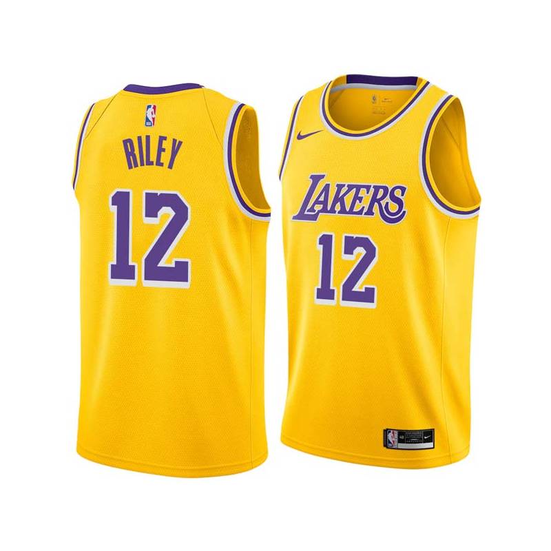 Gold Pat Riley Twill Basketball Jersey -Lakers #12 Riley Twill Jerseys, FREE SHIPPING