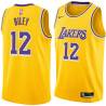 Gold Pat Riley Twill Basketball Jersey -Lakers #12 Riley Twill Jerseys, FREE SHIPPING