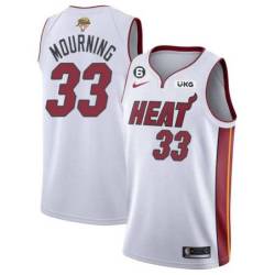 White Heat #33 Alonzo Mourning 2023 Finals Jersey with 6 Patch and UKG Sponsor Patch