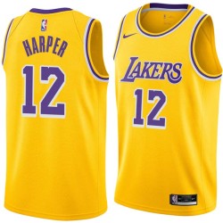 Gold Derek Harper Twill Basketball Jersey -Lakers #12 Harper Twill Jerseys, FREE SHIPPING