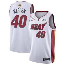 White Heat #40 Udonis Haslem 2023 Finals Jersey with 6 Patch and UKG Sponsor Patch