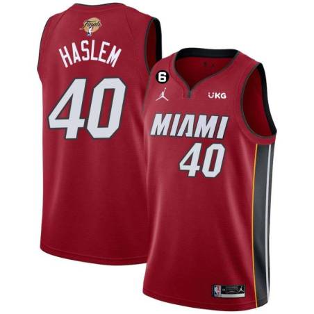 Red Heat #40 Udonis Haslem 2023 Finals Jersey with 6 Patch and UKG Sponsor Patch
