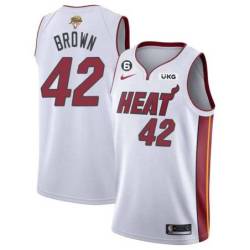 White Heat #42 P.J. Brown 2023 Finals Jersey with 6 Patch and UKG Sponsor Patch