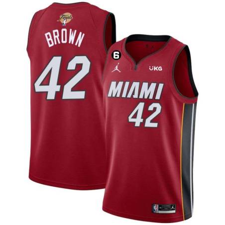 Red Heat #42 P.J. Brown 2023 Finals Jersey with 6 Patch and UKG Sponsor Patch