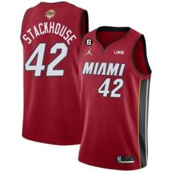 Red Heat #42 Jerry Stackhouse 2023 Finals Jersey with 6 Patch and UKG Sponsor Patch
