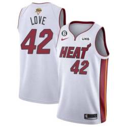 White Heat #42 Kevin Love 2023 Finals Jersey with 6 Patch and UKG Sponsor Patch