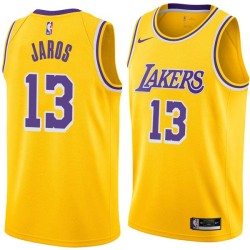 Gold Tony Jaros Twill Basketball Jersey -Lakers #13 Jaros Twill Jerseys, FREE SHIPPING