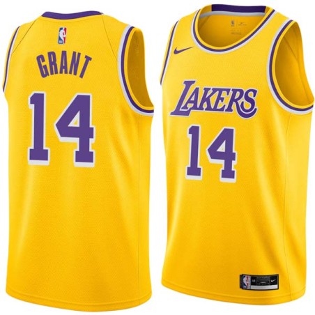 Gold Bud Grant Twill Basketball Jersey -Lakers #14 Grant Twill Jerseys, FREE SHIPPING