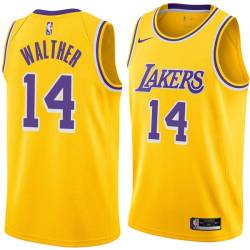 Gold Paul Walther Twill Basketball Jersey -Lakers #14 Walther Twill Jerseys, FREE SHIPPING