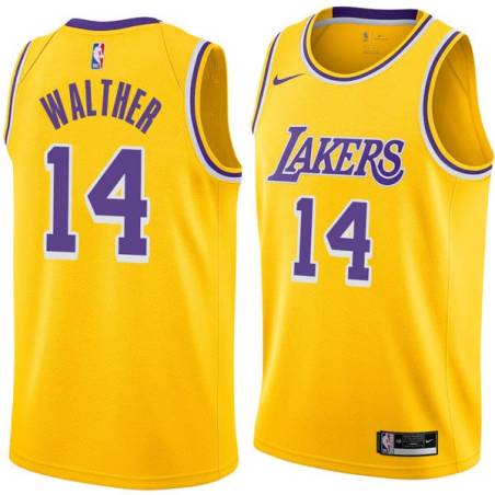 Gold Paul Walther Twill Basketball Jersey -Lakers #14 Walther Twill Jerseys, FREE SHIPPING