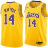 Gold Paul Walther Twill Basketball Jersey -Lakers #14 Walther Twill Jerseys, FREE SHIPPING